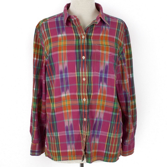 Lauren Jeans Co Medium Womens Button Up Plaid Top - Picture 6 of 6